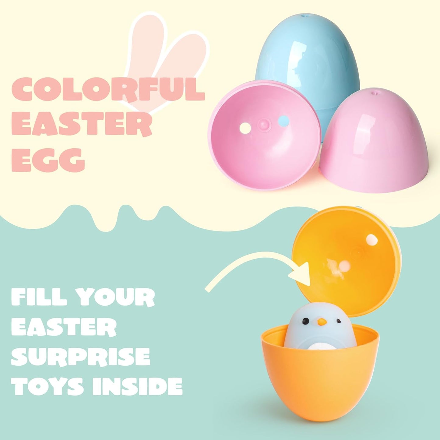 500 2.3" JOYIN PCS Pastel Easter Eggs, Empty Plastic Eggs, Colorful Plastic Eggshell Bulks for Easter Hunt, Filling