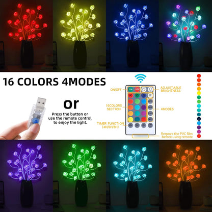 16 Valentine's Day Gift Rose Tree Lamp Color-Changing, Table Tree Light with Remote, Girls Gift for Mom Flower Lamp