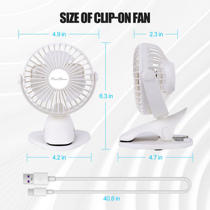 Portable Clip Fan Battery Operated,3 Speeds USB Rechargeable Mini Table Fan with Strong Airflow,360°Rotation Ultra Quiet Personal Desk Fan for Home Office Bedroom Dorm Stroller Camping(White)