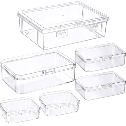 Jetec 6 Pieces Mini Plastic Clear Beads Storage Containers Box for Collecting Small Items, Beads, Jewelry, Business Cards, Game Pieces, Crafts (4 Size)