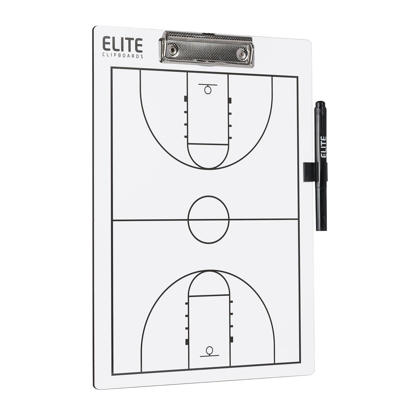 Elite Clipboards Basketball White Dry Erase Coaches Clipboard | Double-Side Basketball Coaching Whiteboard with Marker