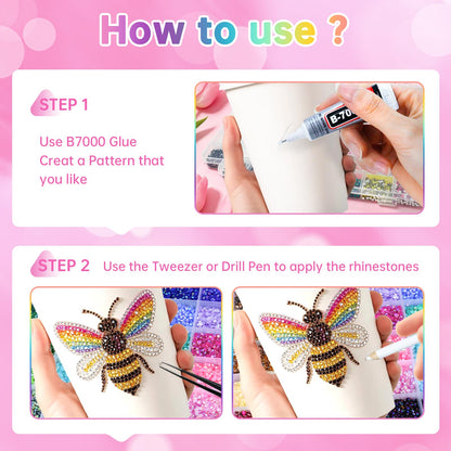 42000PCS 42Colors Resin Jelly Rhinestones for Bedazzling,3mm Flat Back Gems for Crafting, Bedazzling Kit with 3Pcs B7000 Glue for Clothing Shoes Nail Diamond Art.