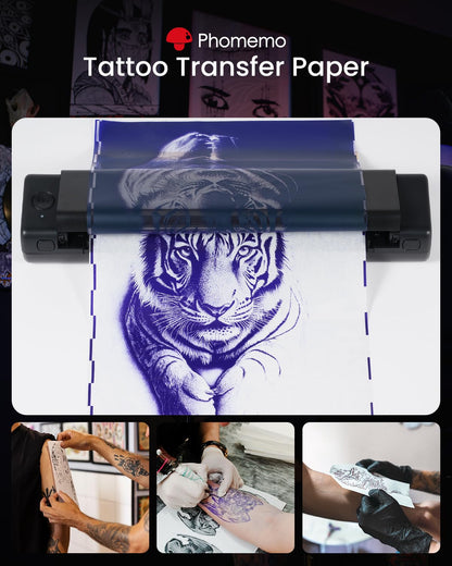 Phomemo Premium Tattoo Transfer Paper - 100 Sheets of Professional Stencil Paper for Tattooing, A4 Size Tattoo Thermal Transfer Paper for DIY Designs - Tattoo Kit for Tattoo Artist (100PCS)