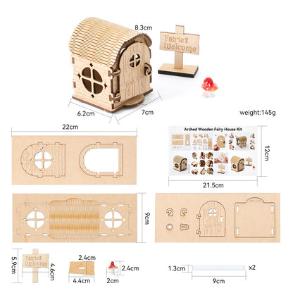 Mamimami Home Tiny Fairy House with Doorplate, DIY Mini Wooden Garden Plant Treehouse, Magical Fairy Doors Handmade Christmas Decorations Gifts
