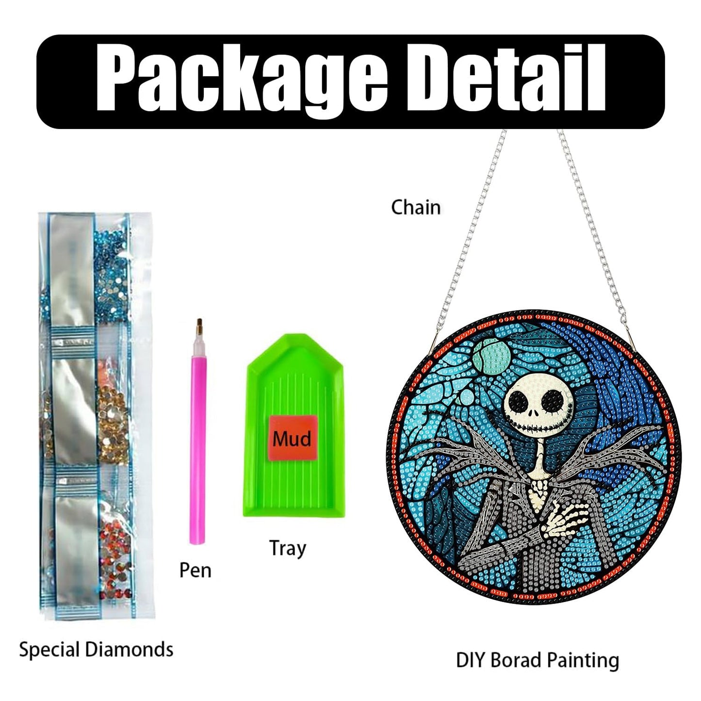 DIY Diamond Art Hanging Kit for Adult,Halloween Jack Acrylic Diamond Art Painting Window Pendants Home Garden Wall Hanging Kits Hanging Ornament Festival Gift