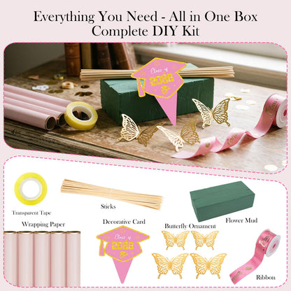 Silkovahamd Money Bouquet Kit Graduation 2026 - Graduation Gift Ideas Flower Gifts for Women, DIY Money Bouquet Wrapping Paper Ribbon, College High School Regalos de Graduación 2026