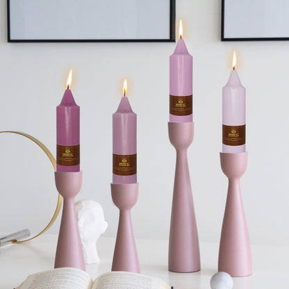 Short Taper Candles Set of 4 – 5 Inch Unscented Tapered Candles,Gradation Purple Smokeless Candle Sticks Handmade Taper Candles for Wedding Home Decor Dinner