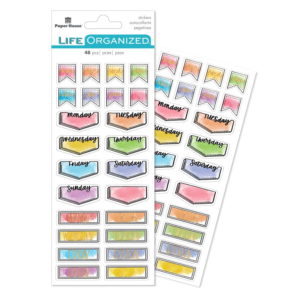 Paper House Productions Planner Sticker Essential Set of 4 Packs of 4 Sticker Sheets for Planners, Journaling and Crafting