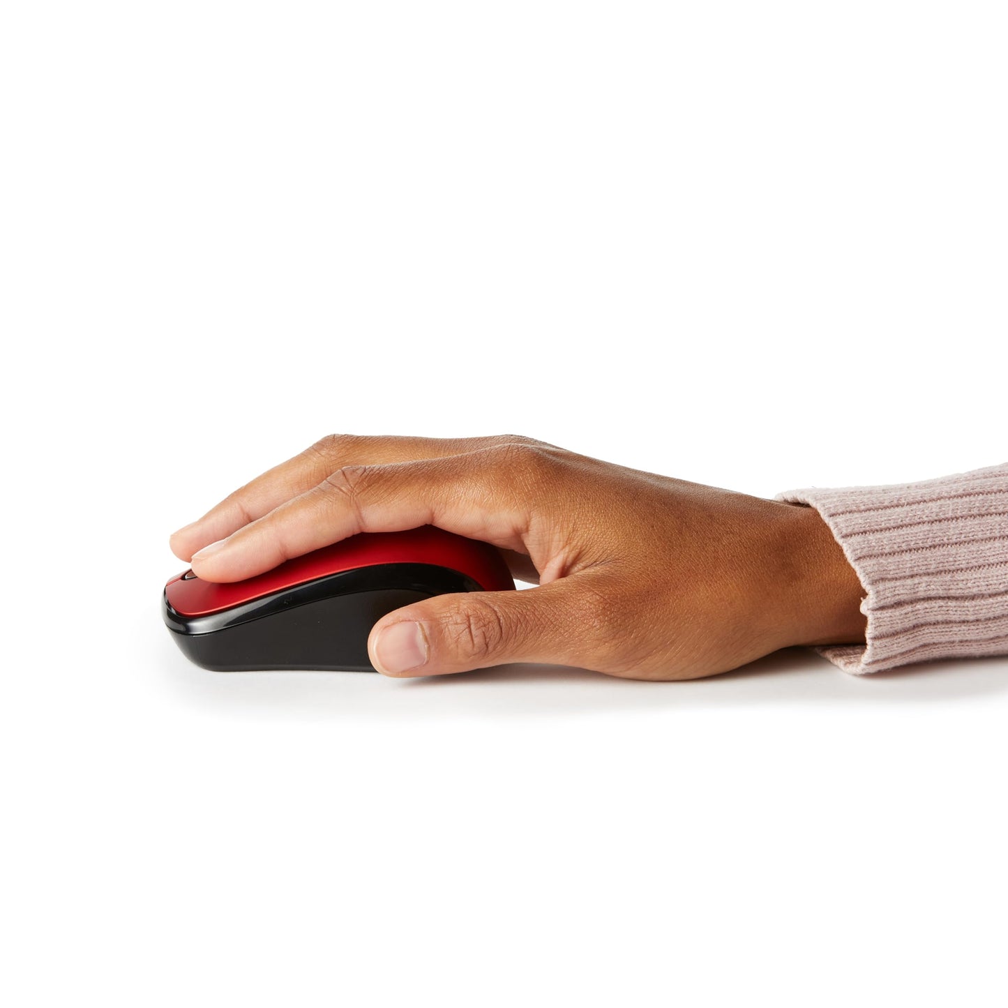 Amazon Basics 2.4 GHz Optical Wireless Mouse for Laptop and Computer, USB Nano Receiver, Red