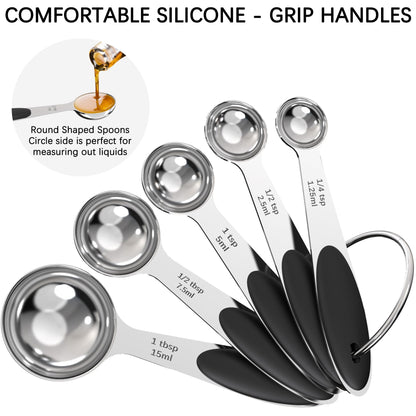 TILUCK Measuring Cups and Spoons Set, Stainless Steel, Kitchen Utensils for Cooking and Baking (10)