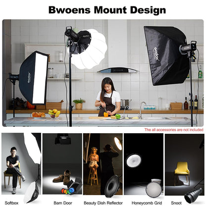 2pcs SL60W LED Video Light Kit with Softbox,60W Bowens Mount Studio Continuous Light Kit with Stand,Remote Control,Reflector,Brightness Adjustment for Video Recording,Wedding,Live Streaming