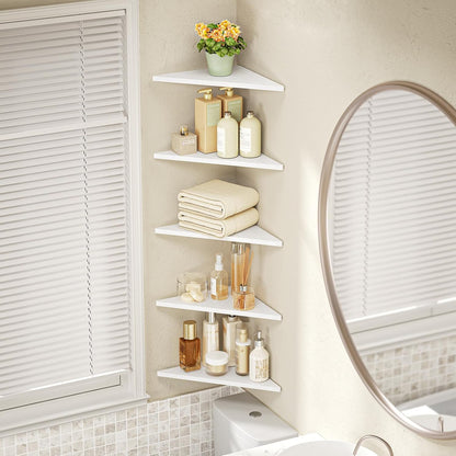 Set 5,Floating Love-KANKEI Corner Shelf Wall Mounted of Shelves for Storage,Rustic Wood Hanging Wall Shelves