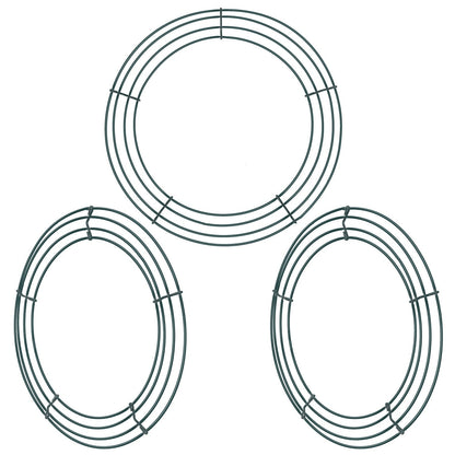 Sumind 3 Pack 12 Inch Green Wire Wreath Frame Metal Wreath Form Round Wire Frame for Christmas Weddings Decor DIY Crafts Floral Projects Home Front Door Garden Outdoor Arrangements Holiday