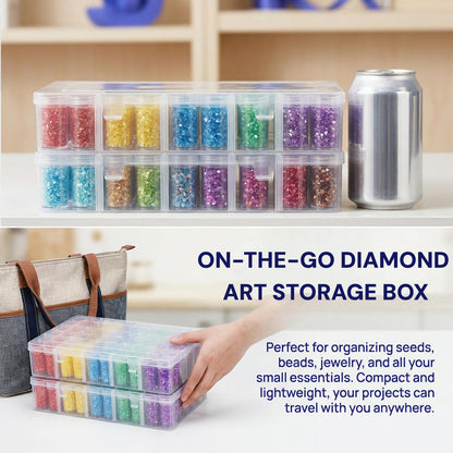 Pumtus 2 Pack Diamond Art Storage Containers, 120 Grids Beads Organizer Box with Label Stickers, Plastic 5D Embroidery Accessories Storage Case Jars for DIY, Art, Craft, Rhinestone, Seed