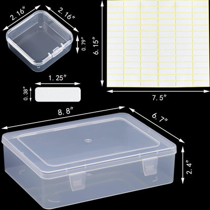 ZOQINI Bead Organizer and Storage Box, 30Pcs Small Clear Plastic Storage Containers 1 Large Craft Organizer Box 1 Sheet Label Sticker, Mini Storage Box for Jewelry Making Diamonds Arts Screws Seeds