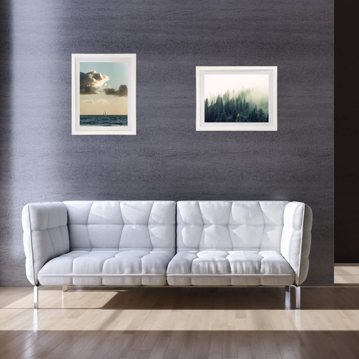 LIPHISFUN Diamond Painting Frame 30x40cm Diamond Art Frames Display Picture 12x16 without Mat or 10x14 with Mat 2 Pack,Natural Solid Wooden,Protection Glass,Back Mat,Hanging Kit for Wall Decor-White