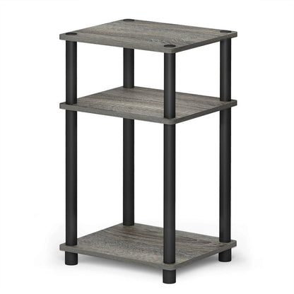 Furinno JUST Side Table, 3-Tier End Table, Open Shelves Night Stand, Bedside Table, Toolless Assembly, for Living Room, Bedroom, Bathroom, French Oak
