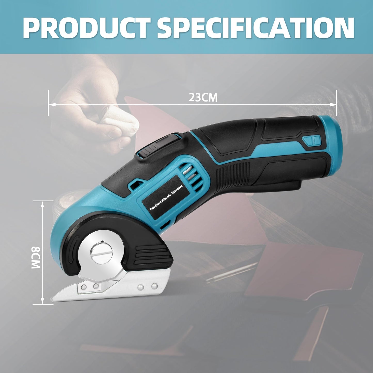 Tyimble 4V Cordless Electric Scissors Heavy Duty Cardboard, Fabric, Leather & Carpet Cutter with Brushless Motor & USB-C Charging, Includes 2 Tungsten Blades Tool Kit for DIY, Crafting, Industrial Use