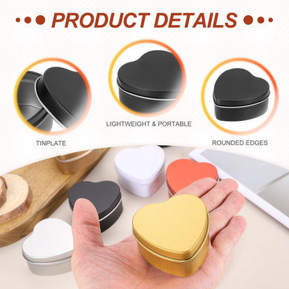 MECCANIXITY Heart Shaped Candle Tins, 2 oz Empty Metal Tin Cans Candles Containers for Candle Making Candies Gifts DIY Crafts, Black, Pack of 8