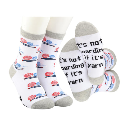 MBMSO Knitting Socks Crochet Yarn Gifts It's Not Hoarding If It's Yarn Socks Knitting Lovers Gift for Crocheter Sewing Socks (Cotton, Yarn Socks)