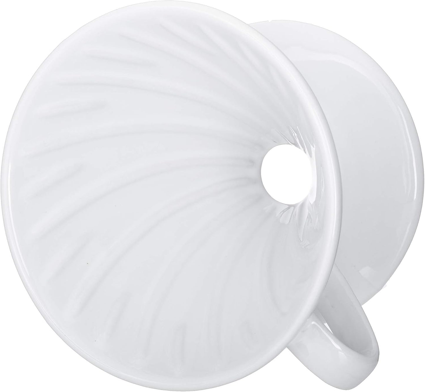 Ceramic Pour Over Coffee Dripper - Slow Brewing Accessories for Home, Cafe, Restaurants - 1 Cup Size, White