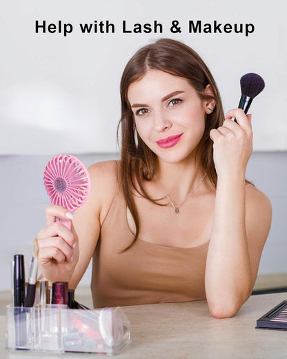 TriPole Mini Handheld Fan, Battery Operated, Portable, Speed Adjustable, USB Rechargeable, Pink for Kids, Women, Men,