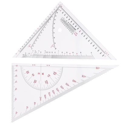 Klanata Large 405mm Marine Navigation Triangle Ruler & Protractor Set, Crystal Clear Acrylic Chart Plotting Tools for Boats and Yachts, Professional Nautical Drafting Tool (15.9in)