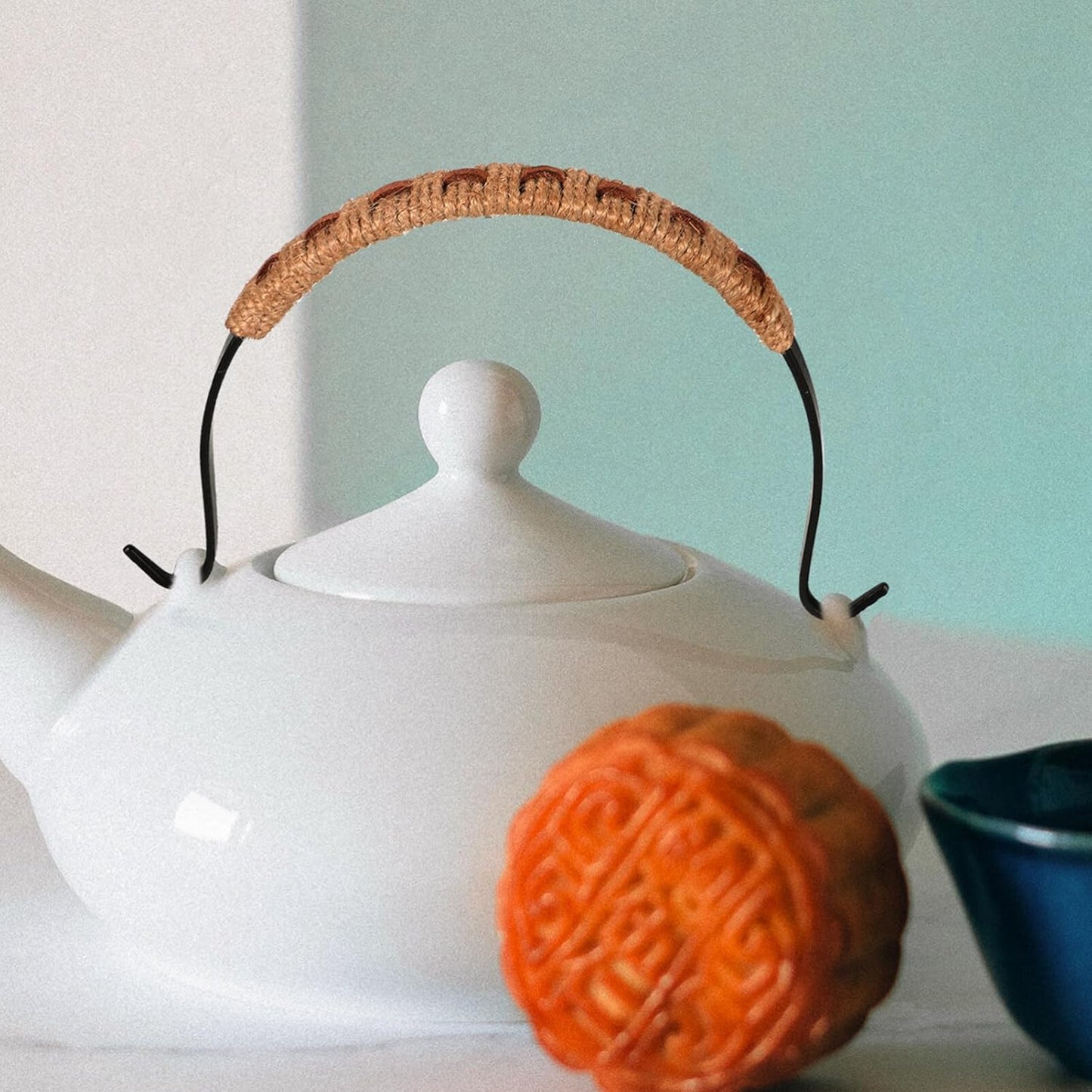 Hemoton Ceramic Teapot Handle, Adjustable Rope Wrapped U-Shape Replacement for Chinese Teapot