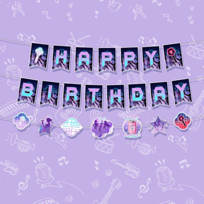 Music Hunter Birthday Banner Set - Includes 2 Happy Birthday Banners & 1 Prop Garland for Magical Music Themed Party Decorations, Easy to Hang Singer Theme Party Supplies