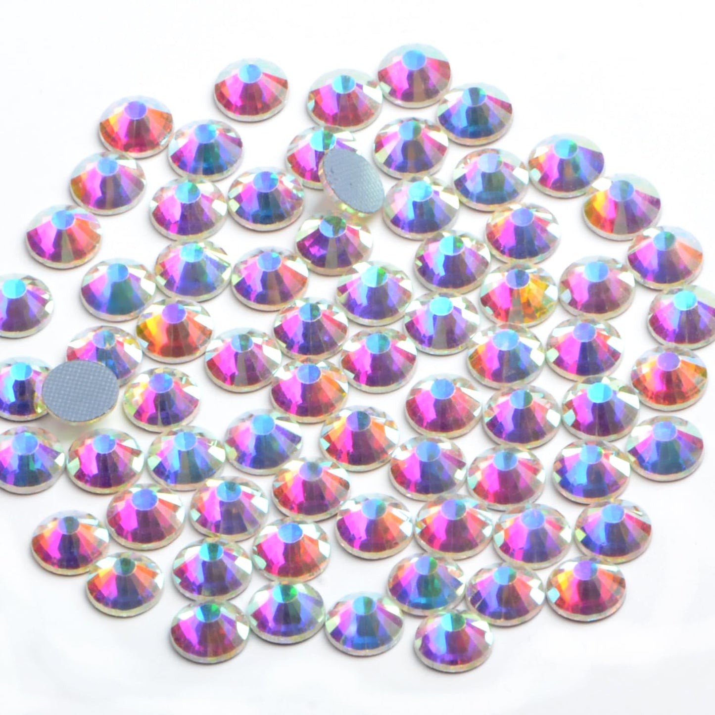 Bymitel Hotfix Crystal Rhinestones Round Gems Iron on DIY Jewelry Making Flat Back for Crafts,Crystal AB, 10mm (SS50/144pcs)