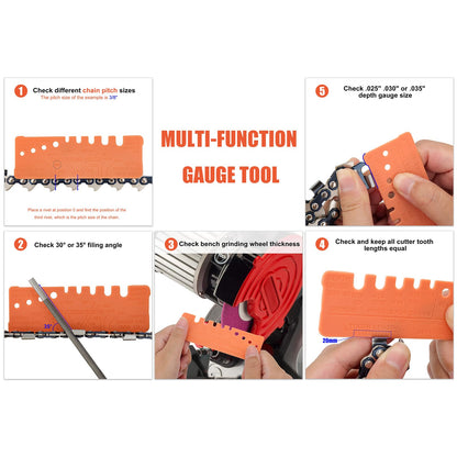 Hipa 12 Pack Chainsaw File, Chainsaw Sharpener Kit, 5/32", 3/16", 7/32", 1/8", 11/64", 13/64" Round Chainsaw Sharpening, 6 Inch Flat File,Depth Gauge,Quick Check Gauge, Chain Saw Sharpener Tool
