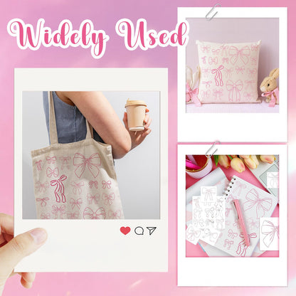 30 Pcs Pink Bow Stencils Templates for Painting Reusable Bow Painting Stencils on Wood, Doormat,Floor, Wall DIY Farmhouse Home Decor 3.94"/7.87"