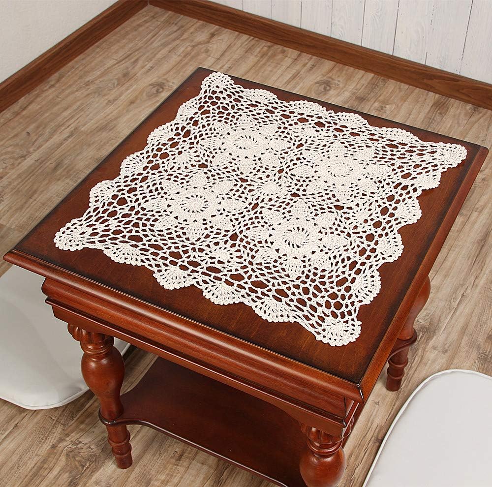 15inch Hsvanyr Handmade Crochet Lace Tablecloth Doilies Placemat Dining Room Mats Nightstand Cover