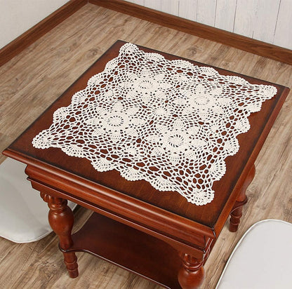 15inch Hsvanyr Handmade Crochet Lace Tablecloth Doilies Placemat Dining Room Mats Nightstand Cover