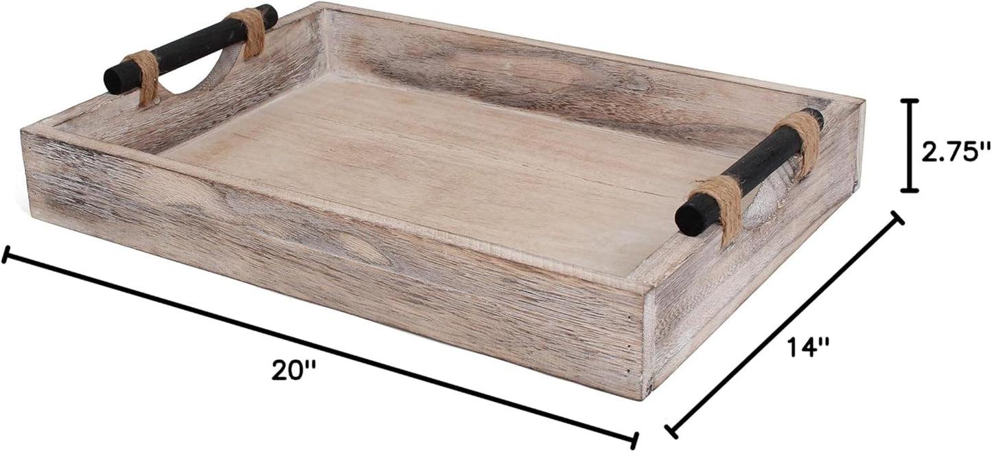 Rutledge & King Bethany Serving Tray - Ottoman Tray/Decorative Tray - Coffee Table Tray/Round Wooden Tray - Breakfast