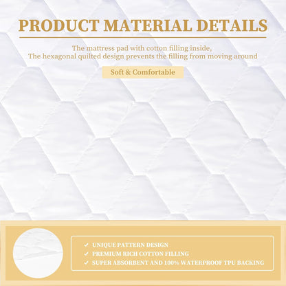 8-21 Inches King Quilted Fitted Waterproof Mattress Pad, Breathable Premium Soft Filling Mattress Protector, Deep