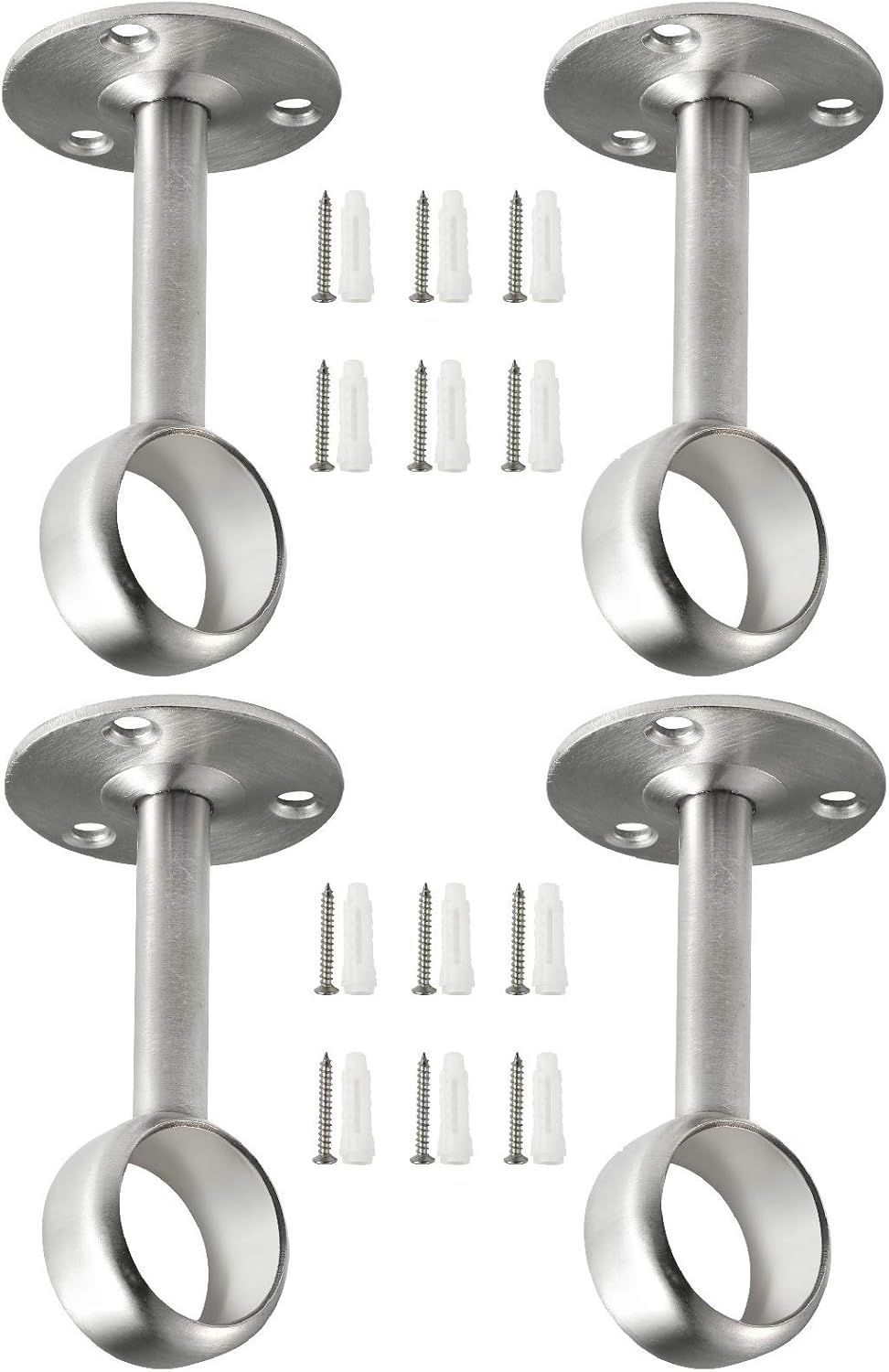 Creatyi Heavy Duty Closet Rod Brackets, Ceiling-Mount Brackets for 1 1/4 Inch Rod (4 PCS, Silver)