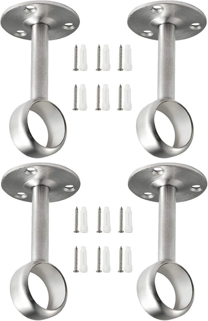 Creatyi Heavy Duty Closet Rod Brackets, Ceiling-Mount Brackets for 1 1/4 Inch Rod (4 PCS, Silver)