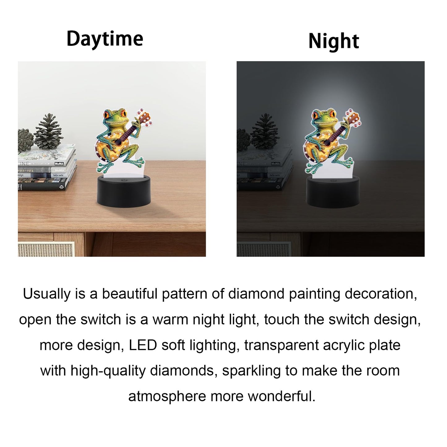 JISHSHAY Diamond Painting Night Light Diamond Art Table Lamps Gem Art LED Lights Gem Painting Desk Lamp Mosaic Kits for Adults DIY Kits for Adults with Special Shaped Crystal Frog