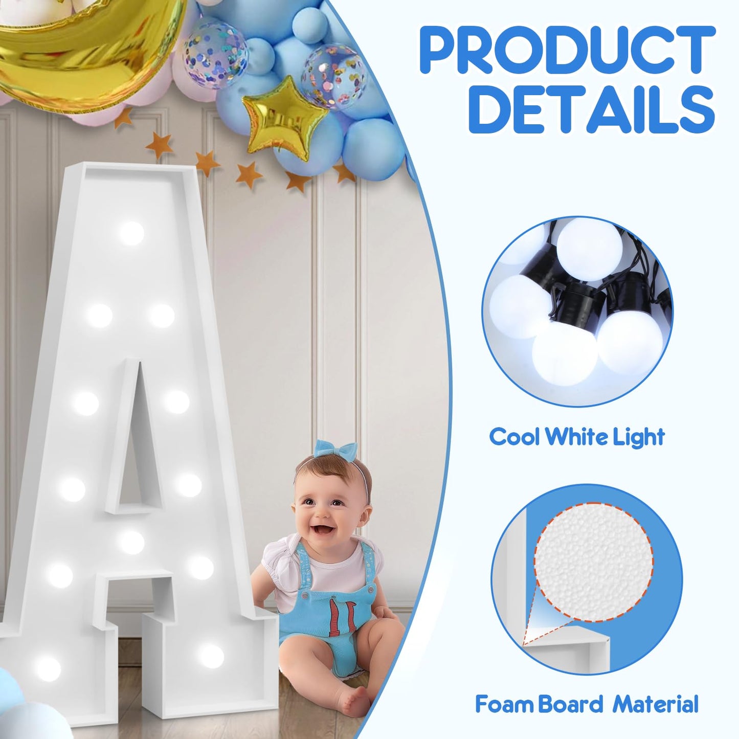 Bugame 4FT Marquee Letters, Cool Light Up Letters A for Birthday Anniversary Graduation Party Decorations, Marry Me Signs for Wedding Decor (DIY Kit)