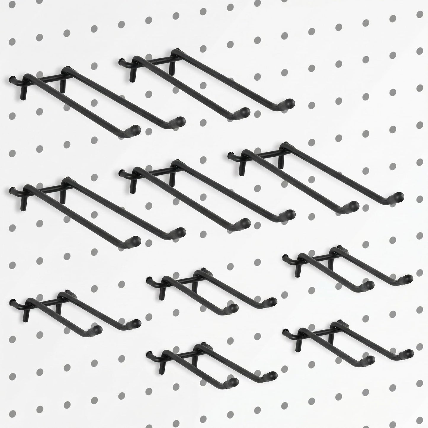 G.CORE 10 Pack Pegboard Hooks, Peg Board Tool Utility Hooks & Hangers Fit 1/4" Pegboards, Heavy Duty Metal Peg Board Shelving Hooks, Wall Organizers and Storage for Craft Room Garage Workbench (Black)