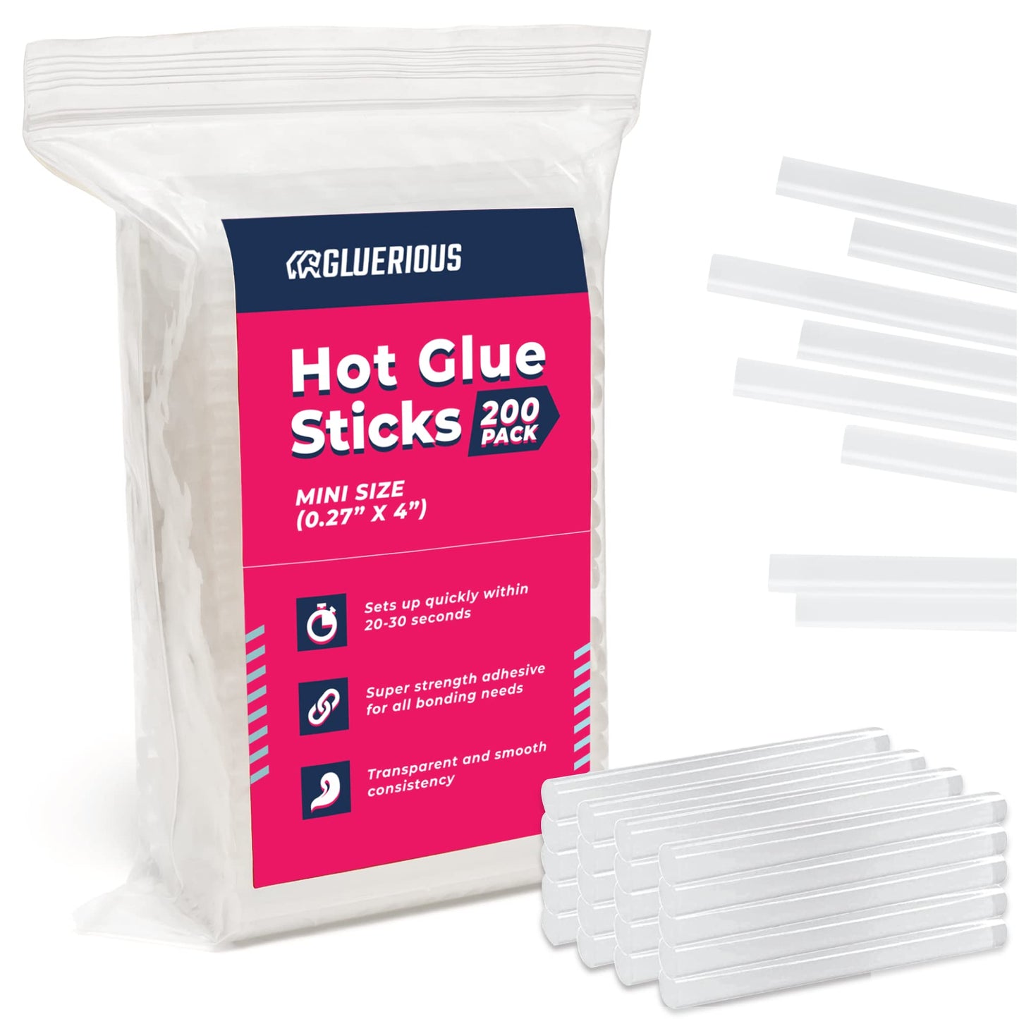 Mini Hot Glue Gun Sticks, 200 Pack - 4" Length, 0.27" Diameter for Small Glue Guns - Bulk Clear Glue Sticks for Crafts, Wreaths, Home Decor, School Projects and Repairs