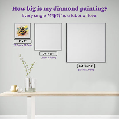 DIAMOND ART CLUB Watercolor Bee Diamond Painting Kit, Fun DIY Crafts for Adults, Round Diamond Art Canvas, 9" x 9" (22.8 cm x 22.8 cm)
