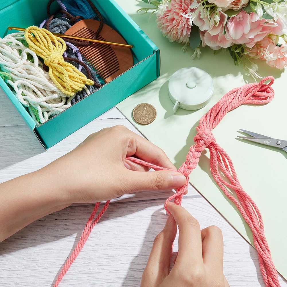 INFUNLY 8 Set Macrame Keychain DIY Kits Mini Boho Keychains Bag Charms Macrame Keychain Bracelet with Tassels for Car Key Purse Phone Instruction Included