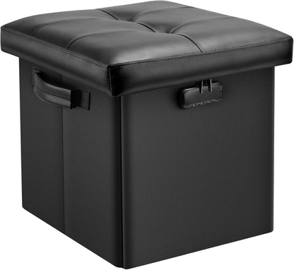 13 Inches DocSafe Storage Ottoman with Lock,Fireproof Folding Ottoman Foot Rest Stool Storage Chest with Storage Safe