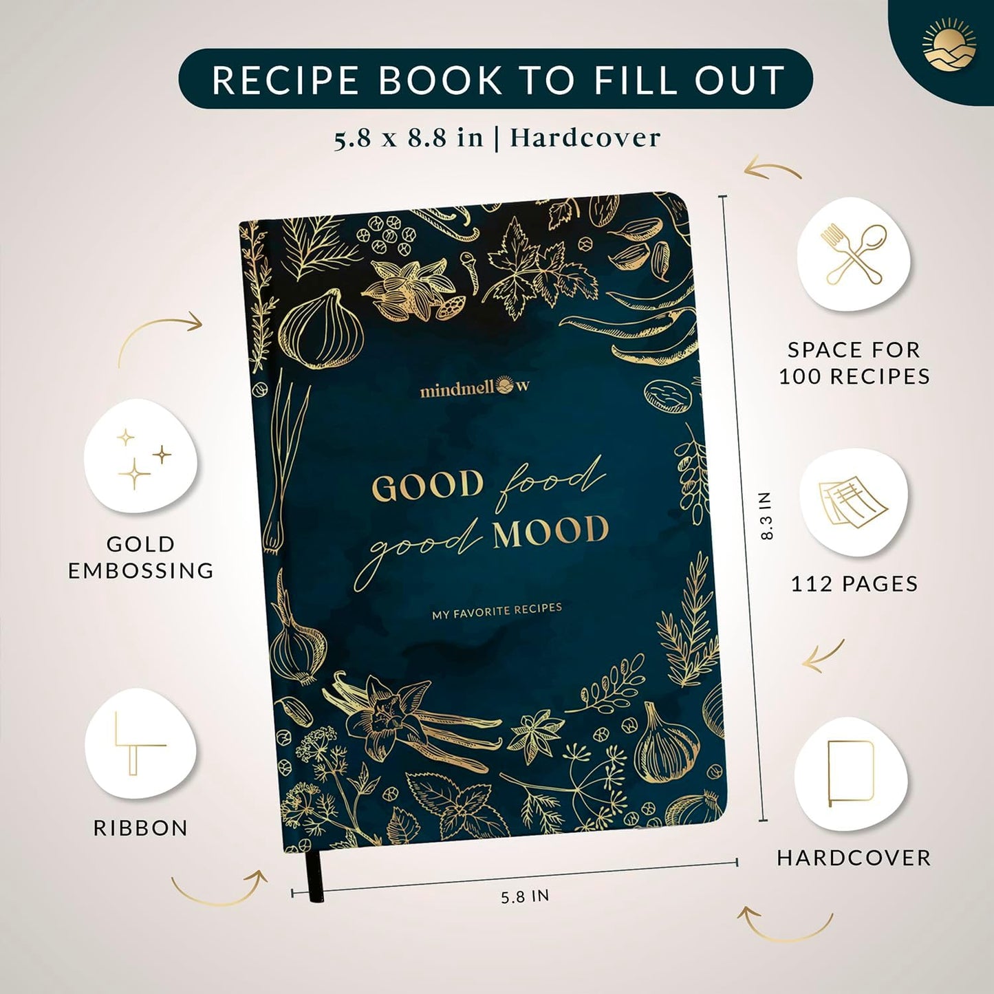 Recipe Book Pepper A5: Blank Hardcover DIY Cookbook for 100 Recipes to Personalize Your Favorites