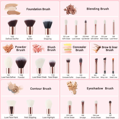 Jessup Brand 25pcs Professional Makeup Brush Set Beauty Cosmetic Foundation Powder Blusher Eyeshadow Blending Highlight Concealer Natural-Synthetic Hair Brushes Set (Pearl White/Silver)