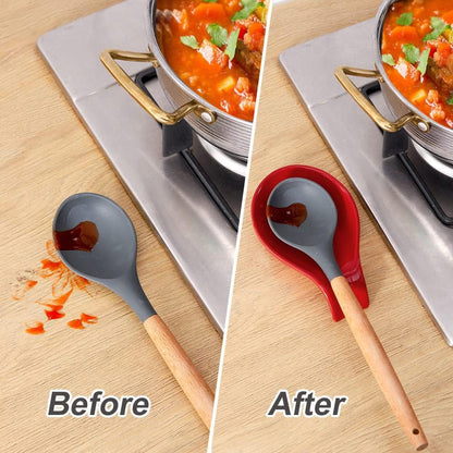 Nihow Ceramic Spoon Rest 4 Inch, Heat Resistant Utensil Holder for Kitchen Counter, Dishwasher Safe (Red)