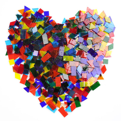 Mosaic Tile Stained Glass 4 Mixed Shapes Mosaics Tiles Pieces for DIY Crafts Suppliers, Tiffany Lamps Candles Photo Frame (Transparent)