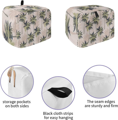 Toaster Dust Cover with Pockets, Tropical Plant Palm Tree Summer Beach Soft Washable 2 Slice Cover, Dust-proof